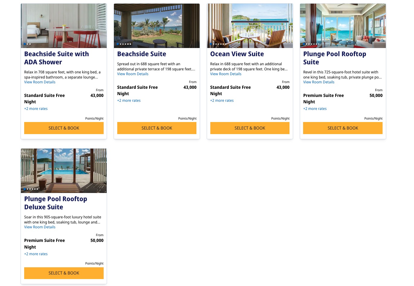 Suites rates in world of hyatt points.